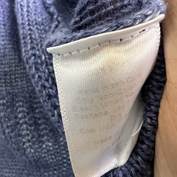 Talbots Womens Linen Knit Cardigan Open Front Sz L Beach Travel Lightweight Blue - Picture 7 of 10